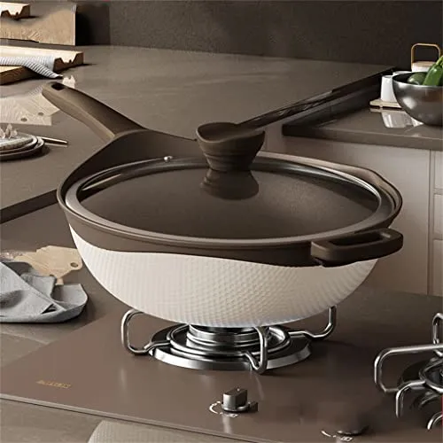 Natural Clay Wok Non-Stick Pan 32CM, Oil-Free Induction Cooker, Gas Stove - ZHANGZHI