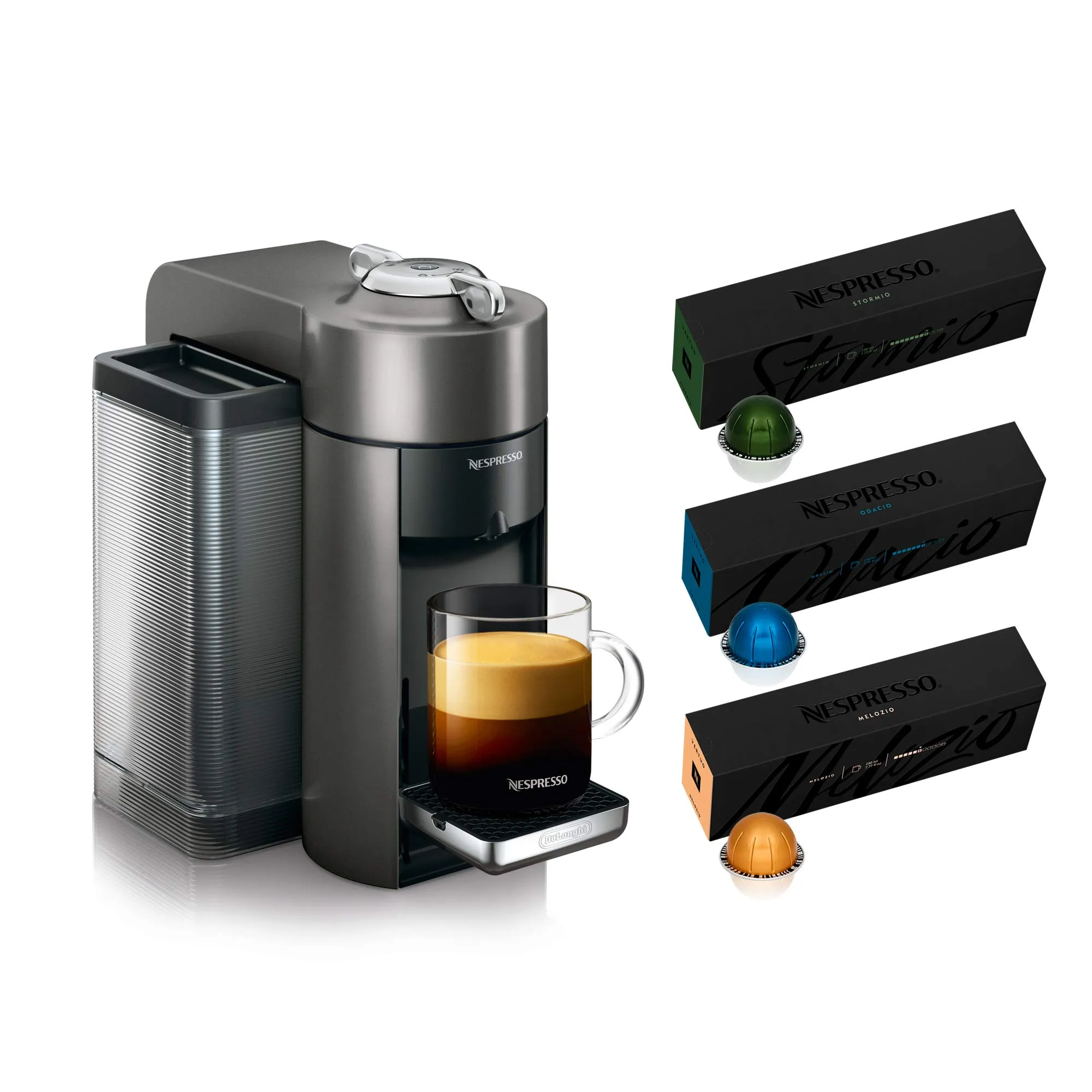 Nespresso ENV135GY Coffee and Espresso Machine by De'Longhi, Graphite Metal, 30 Capsules