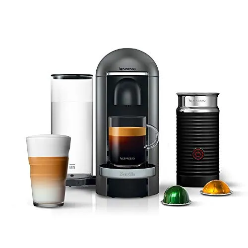 Nespresso VertuoPlus Deluxe Coffee & Espresso Machine with Milk Frother, Titan - Breville