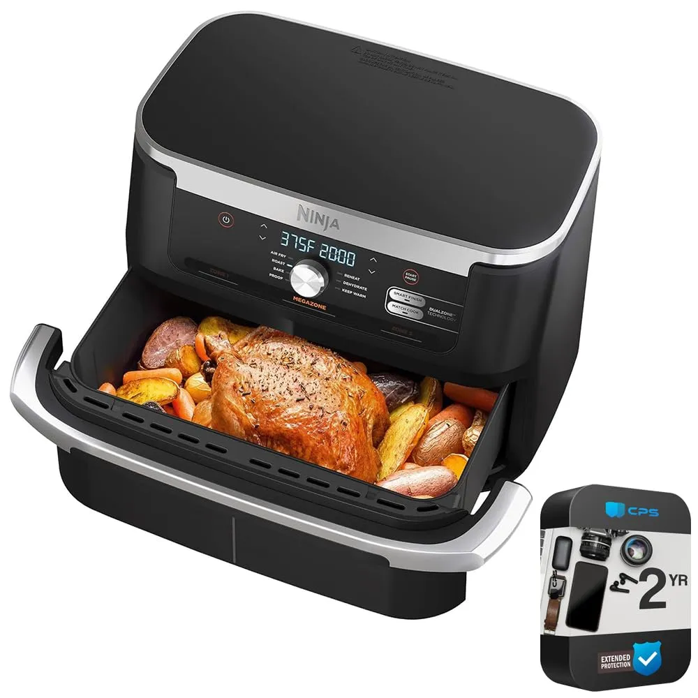 Ninja AD600CO Foodi 7-in-1 DualZone Air Fryer 11-qt MegaZone with 2-Year Enhanced Protection