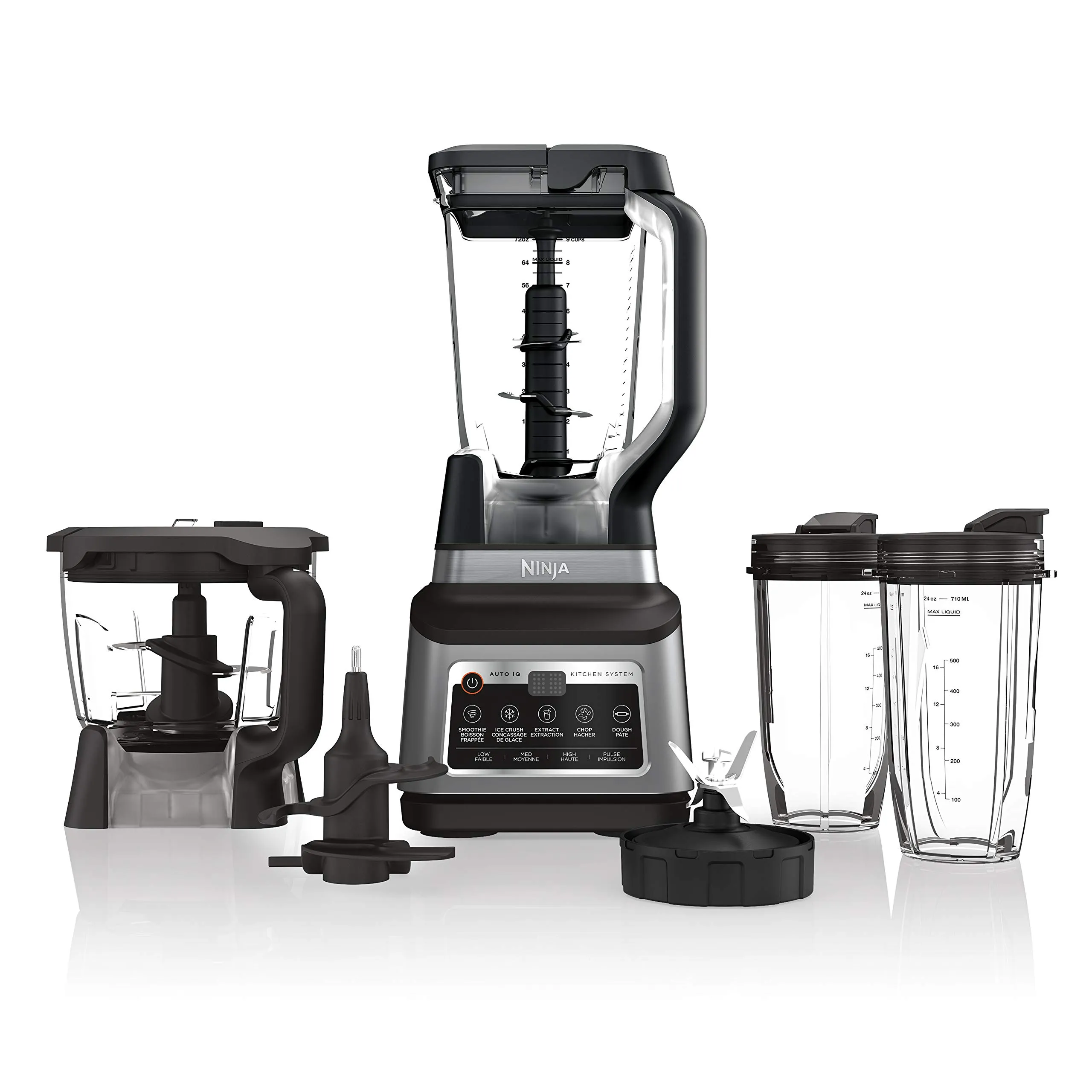 Ninja BN801C Kitchen System, 72oz Pitcher, Auto-iQ, Black/Silver, 1400W, Professional Power