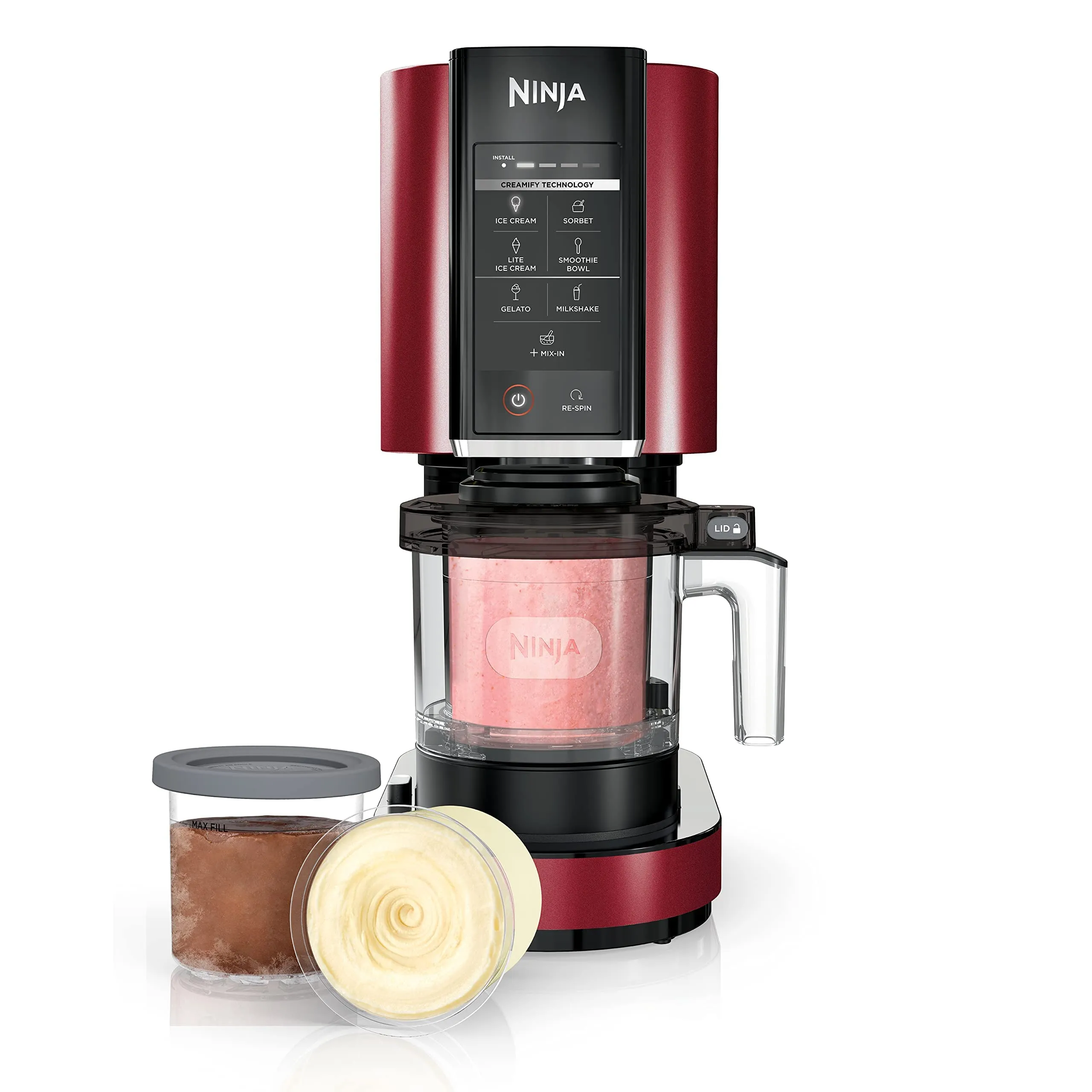 Ninja NC301RD CREAMi Ice Cream Maker, Gelato & Smoothie Bowl Machine, 7 Programs, Red