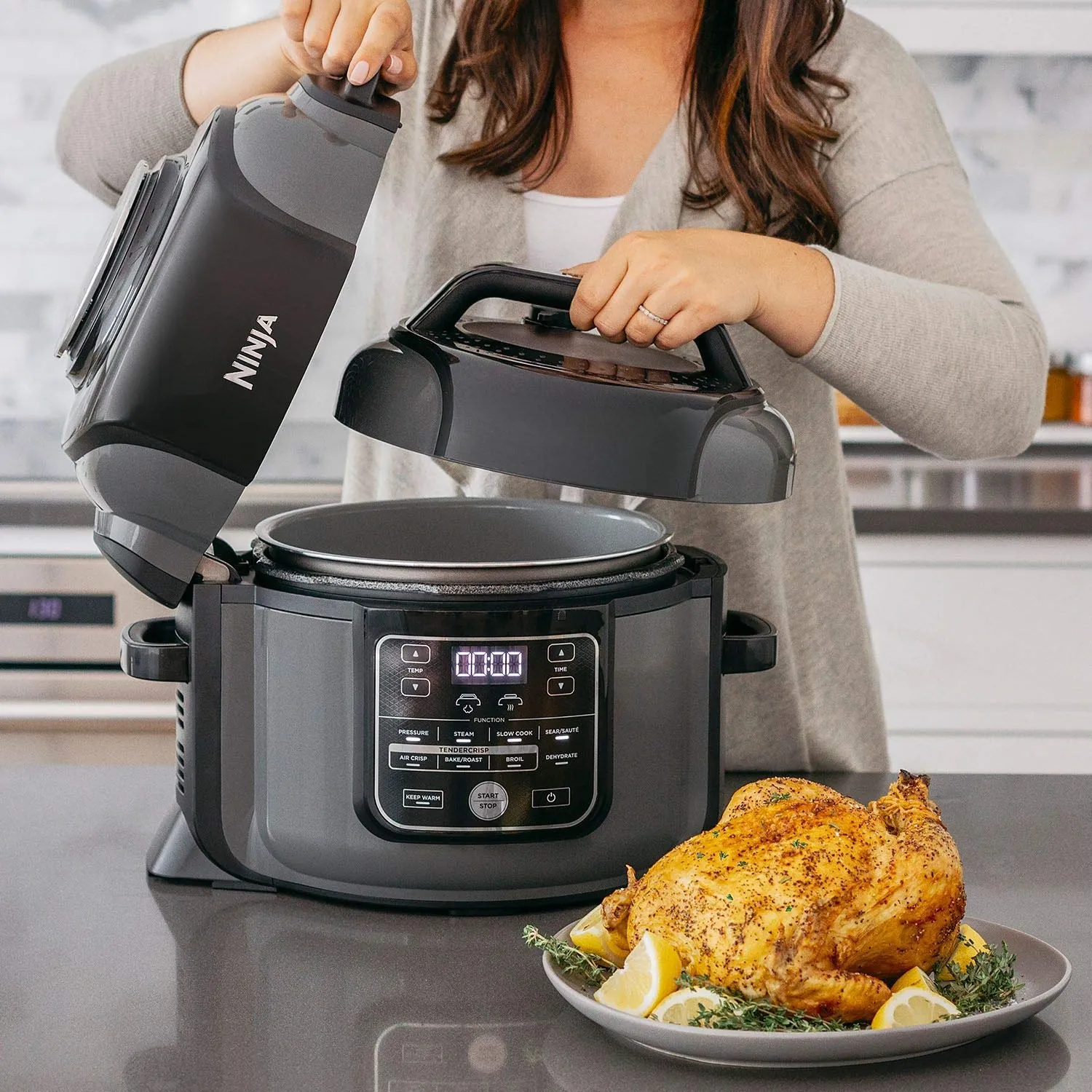 Ninja OP305 Foodi 6.5 Quart Pressure Cooker & Air Fryer with TenderCrisp Technology (Renewed)