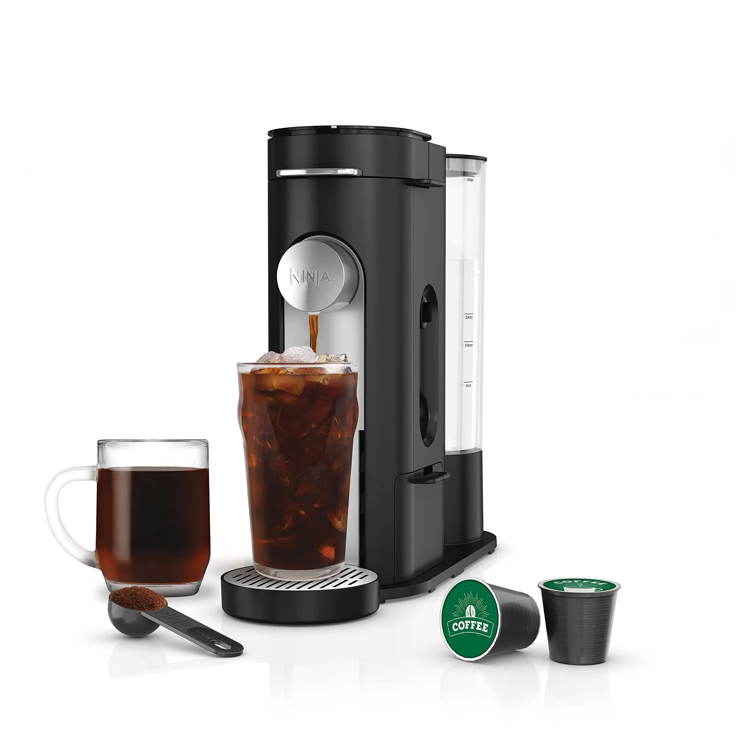 Ninja PB040C Coffee Maker, 62oz Compatible with K-Cup Pods, Iced Coffee Reservoir, Black