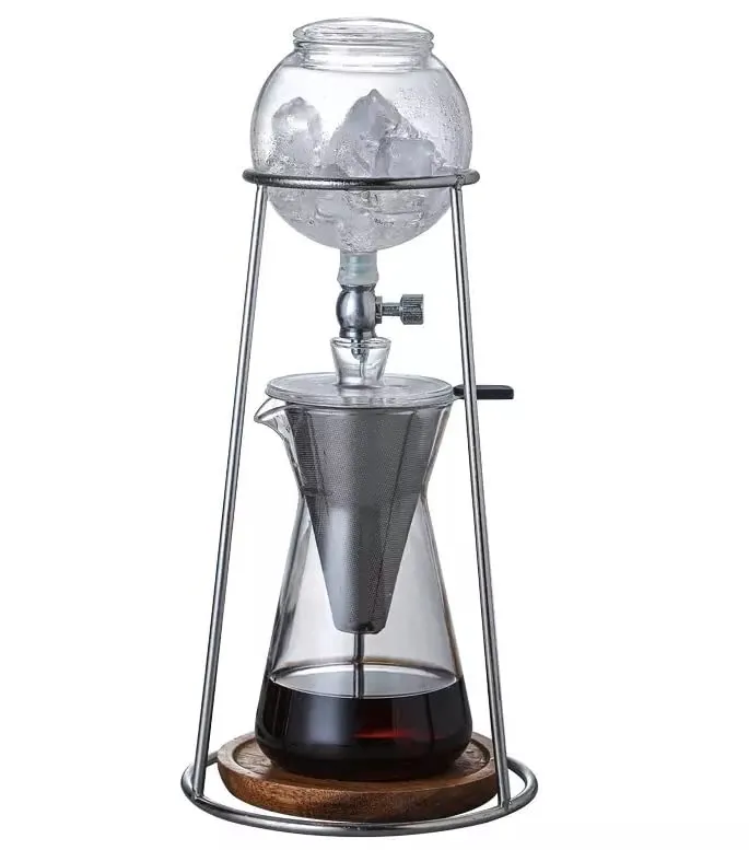 Nispira Iced Coffee Cold Brew Maker, 400mL Borosilicate Glass, Stainless Steel Frame