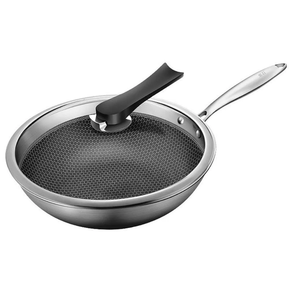 Non-Stick 304 Stainless Steel Wok 34cm - Eco-Friendly, Multi-Use, High-Pressure Cooking, No Fumes