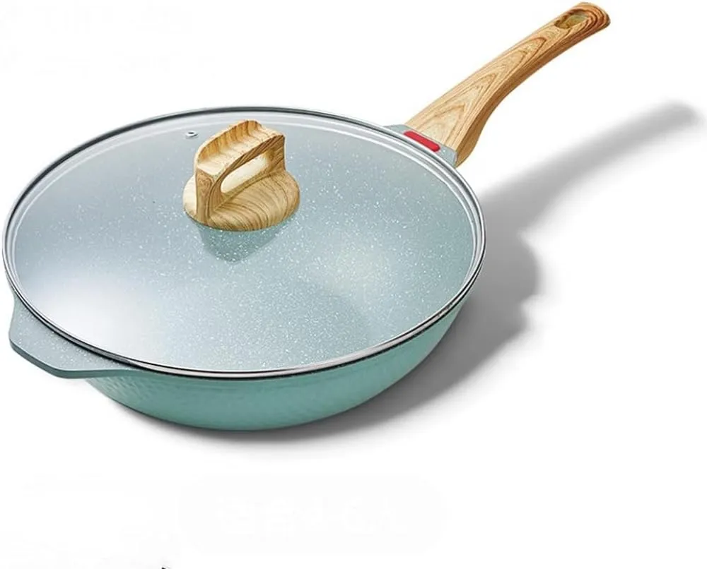 Non-Stick 32cm Wok for Induction & Gas Cooking, Durable Aluminum Alloy, Anti-Scald Handle