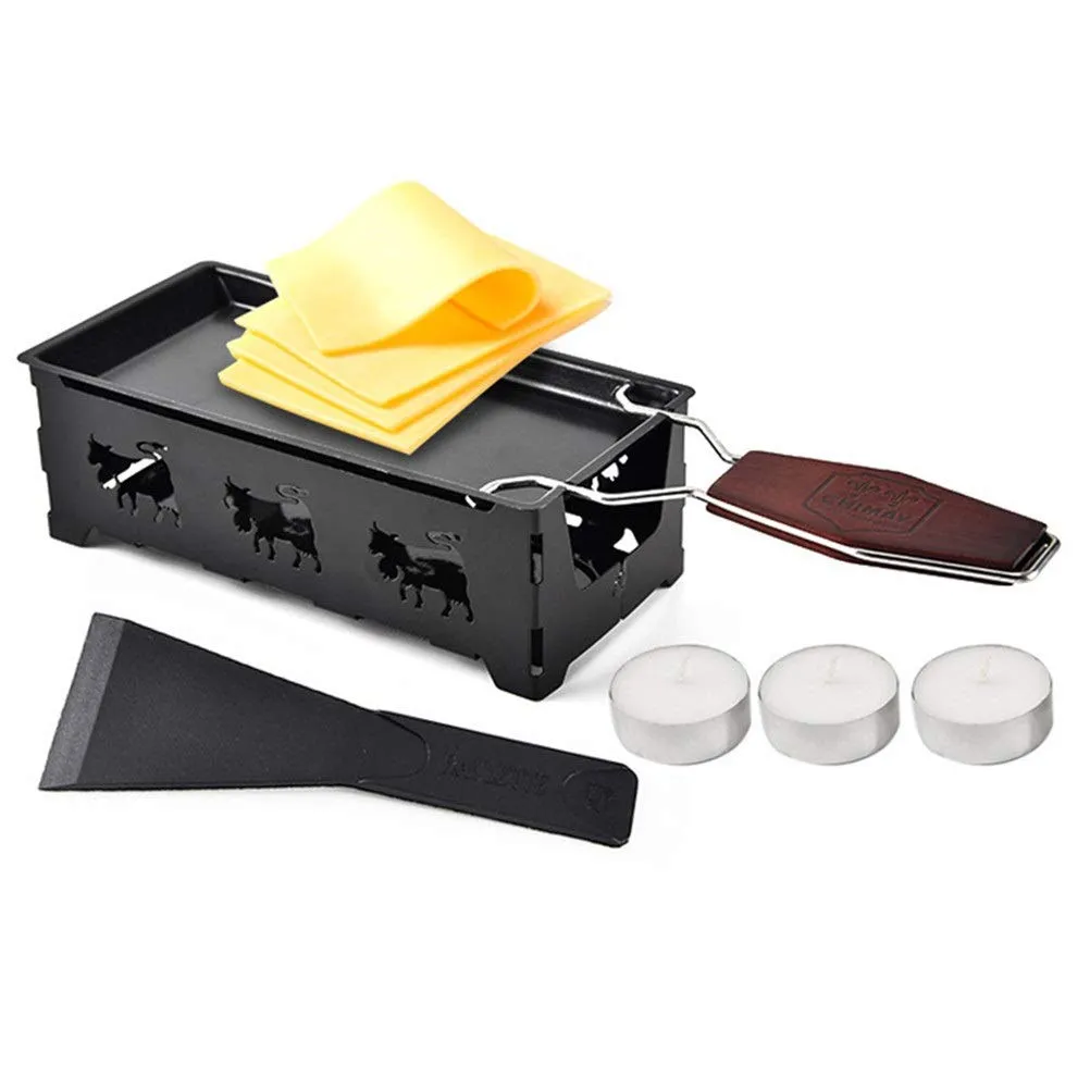 Non-Stick Metal Cheese Raclette Baking Pan Set - High-Quality Stainless Steel, Heat-Resistant Spatula