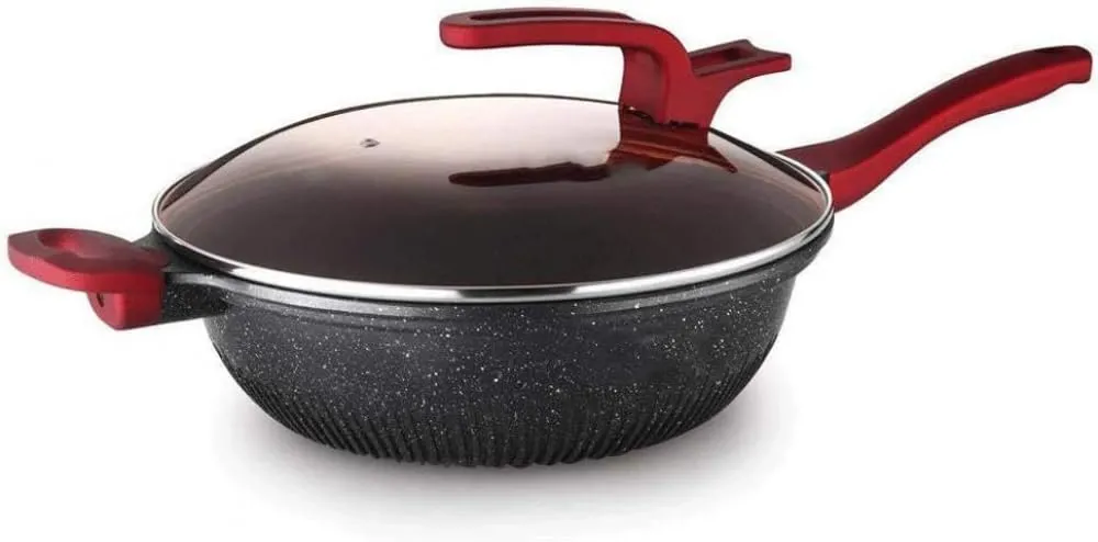 Non-Stick Wok 32cm Flat-Bottom Multi-Function Pot for Induction Cooker - Smoke-Free Cooking