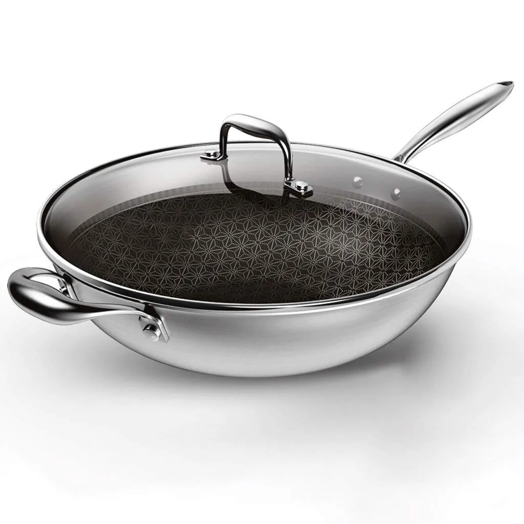 Non-Sticky Non-Stick Wok - Kichvoe 304 Stainless Steel - Induction & Gas Compatible