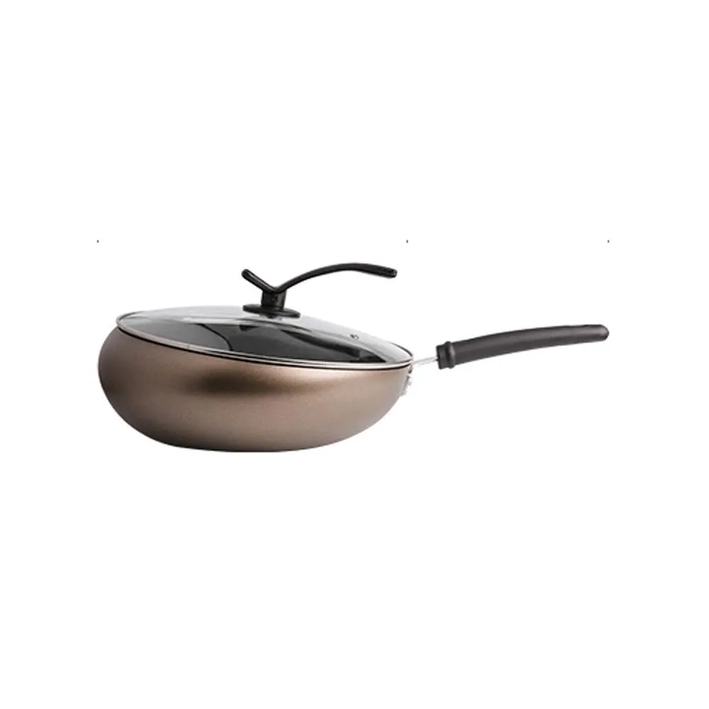 Nonstick Wok for Induction Cookers - 8x12x52cm, Heat-Resistant, Silicone Handle, Less Smoke