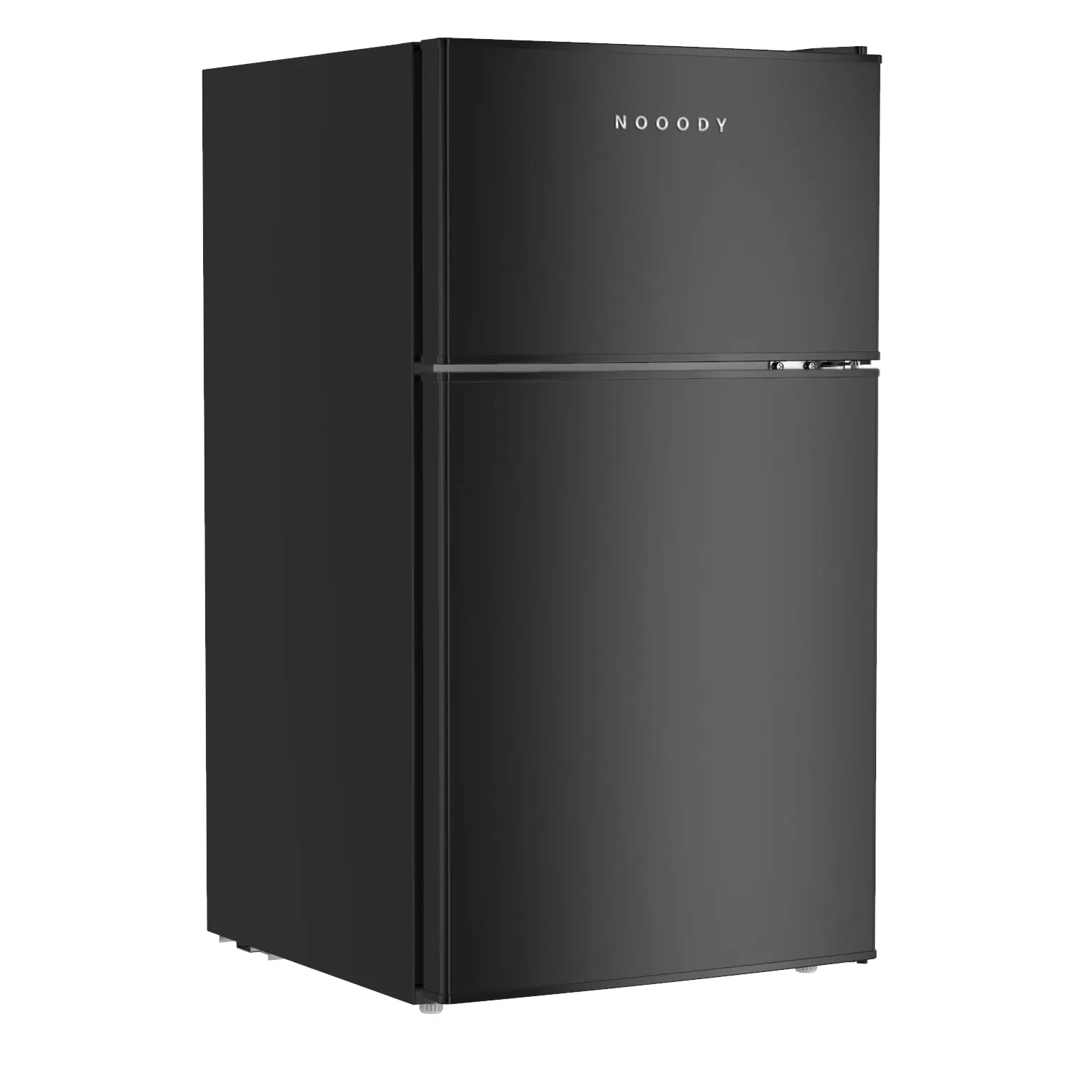 Nooody Mini Fridge with Freezer, 3.2 Cu.ft Energy-efficient Dual-Door Refrigerator (Black)