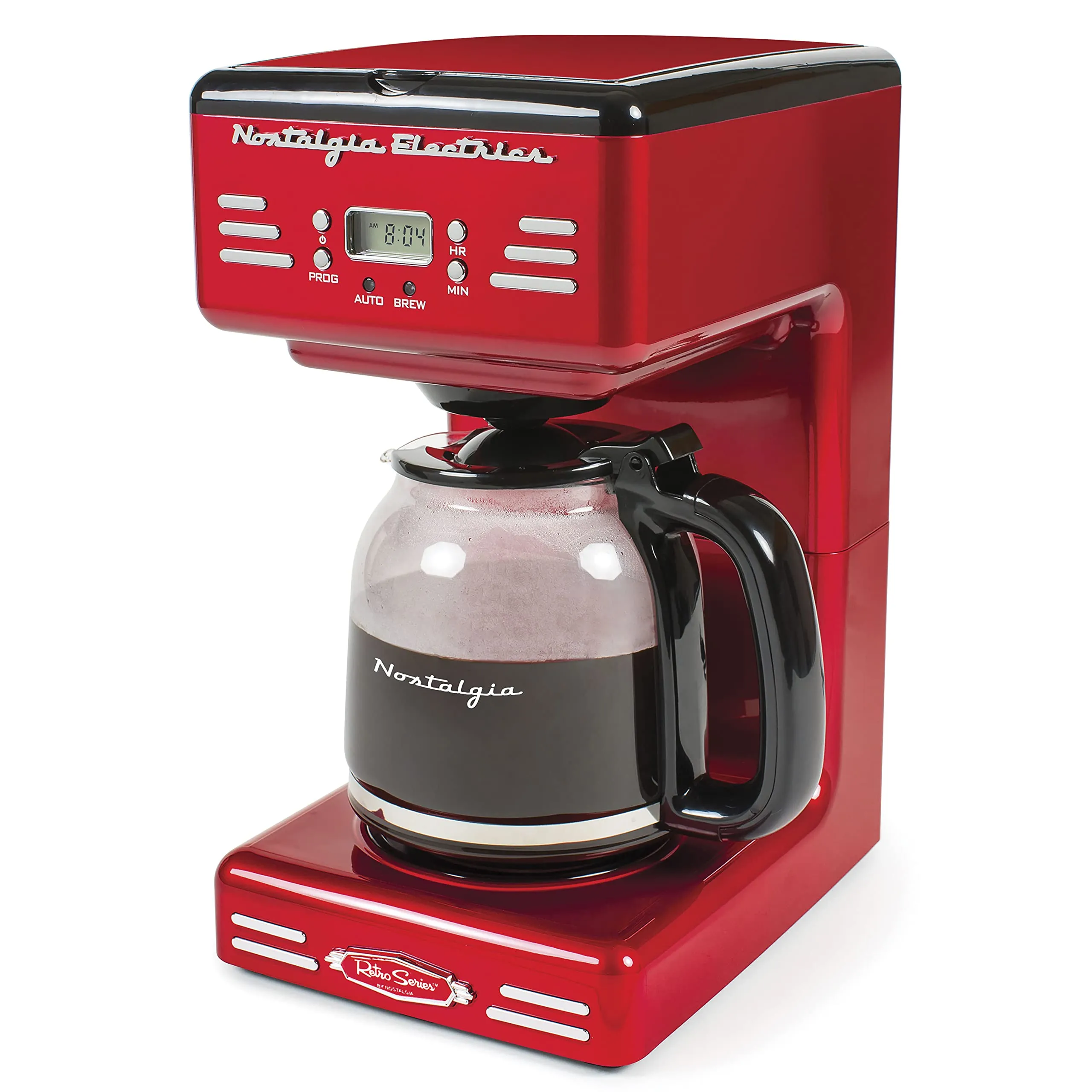 Nostalgia Retro 12-Cup Programmable Coffee Maker in Red with LED Display, Automatic Shut-Off