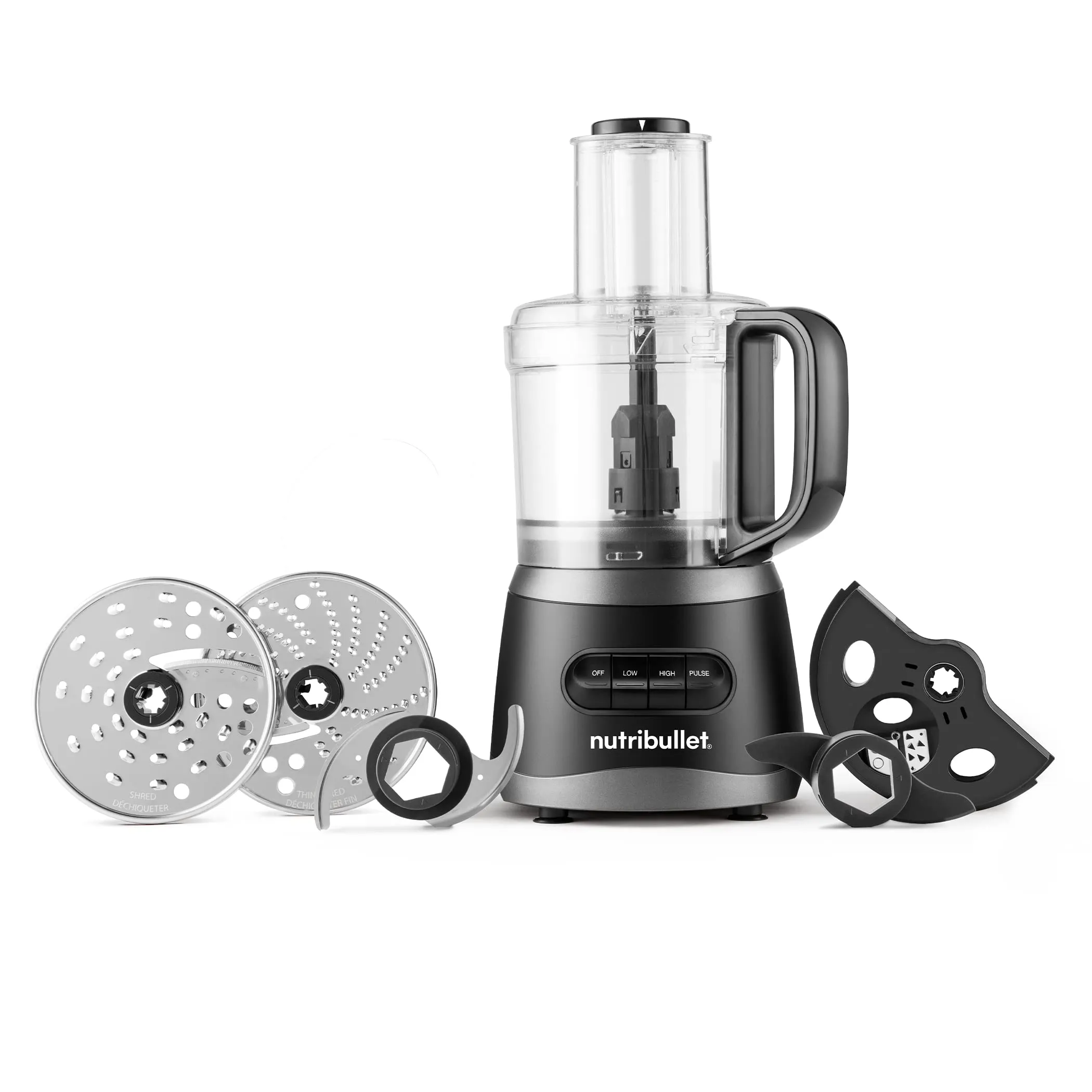 NutriBullet NBP50100 Food Processor 450W 7-Cup with Stainless Steel Attachments, Black