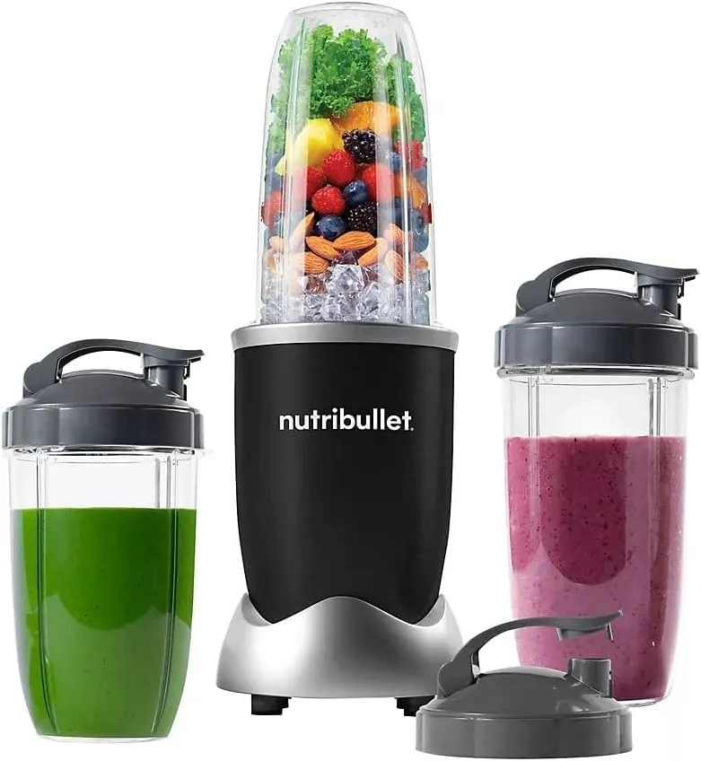 NutriBullet Pro 900W Single-Serve Blender Exclusive Bundle - Black Stainless, 32oz & 24oz Cups