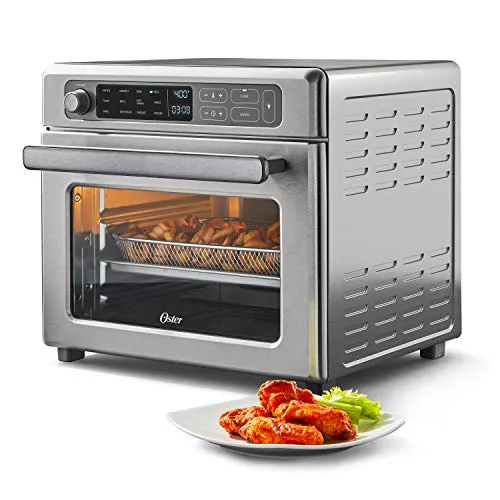 Oster Digital Air Fryer Oven, Stainless Steel, 12-Function Countertop Convection Oven, Silver