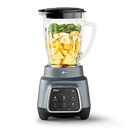 Oster Touchscreen Blender 6-Cup, 800W Multi-Function, Auto-Program for Smoothies and Salsa, Silver/Gray