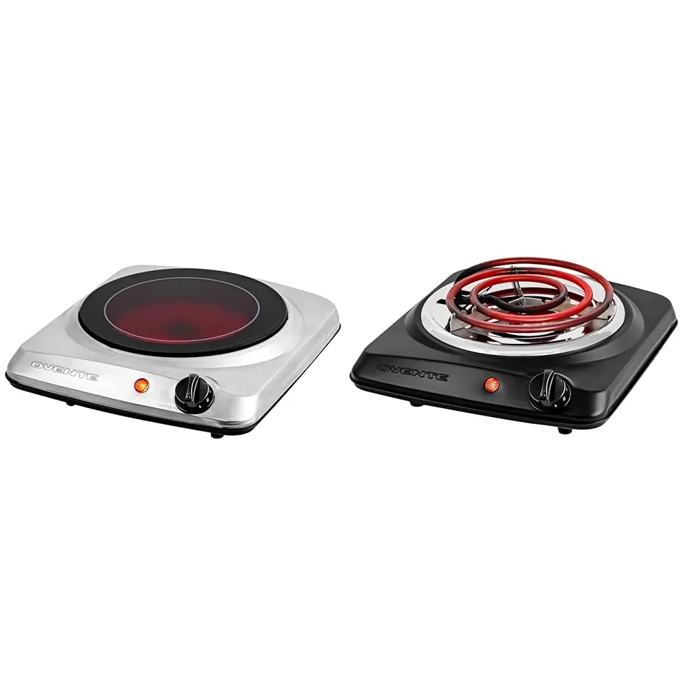 OVENTE 1000W 7' Infrared & 6' Coil Electric Single Burners for Hassle-Free Cooking