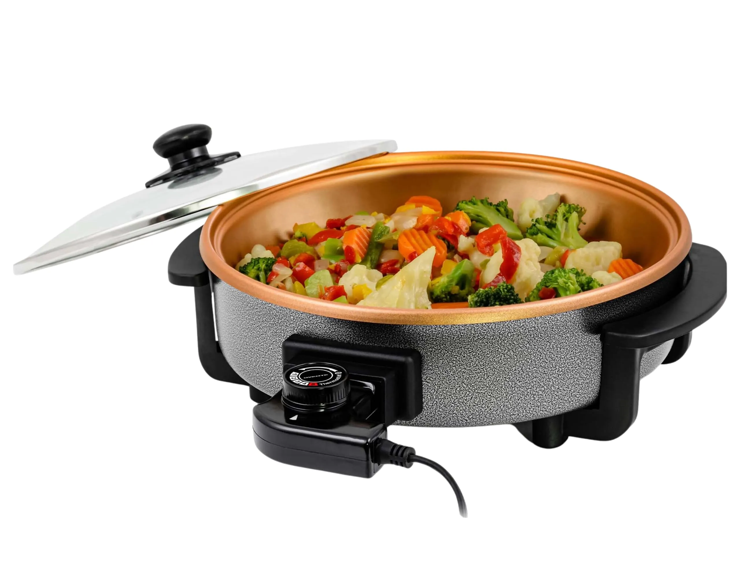 OVENTE 12-Inch Electric Skillet with Nonstick Coating, 1400W Power, Adjustable Thermostat