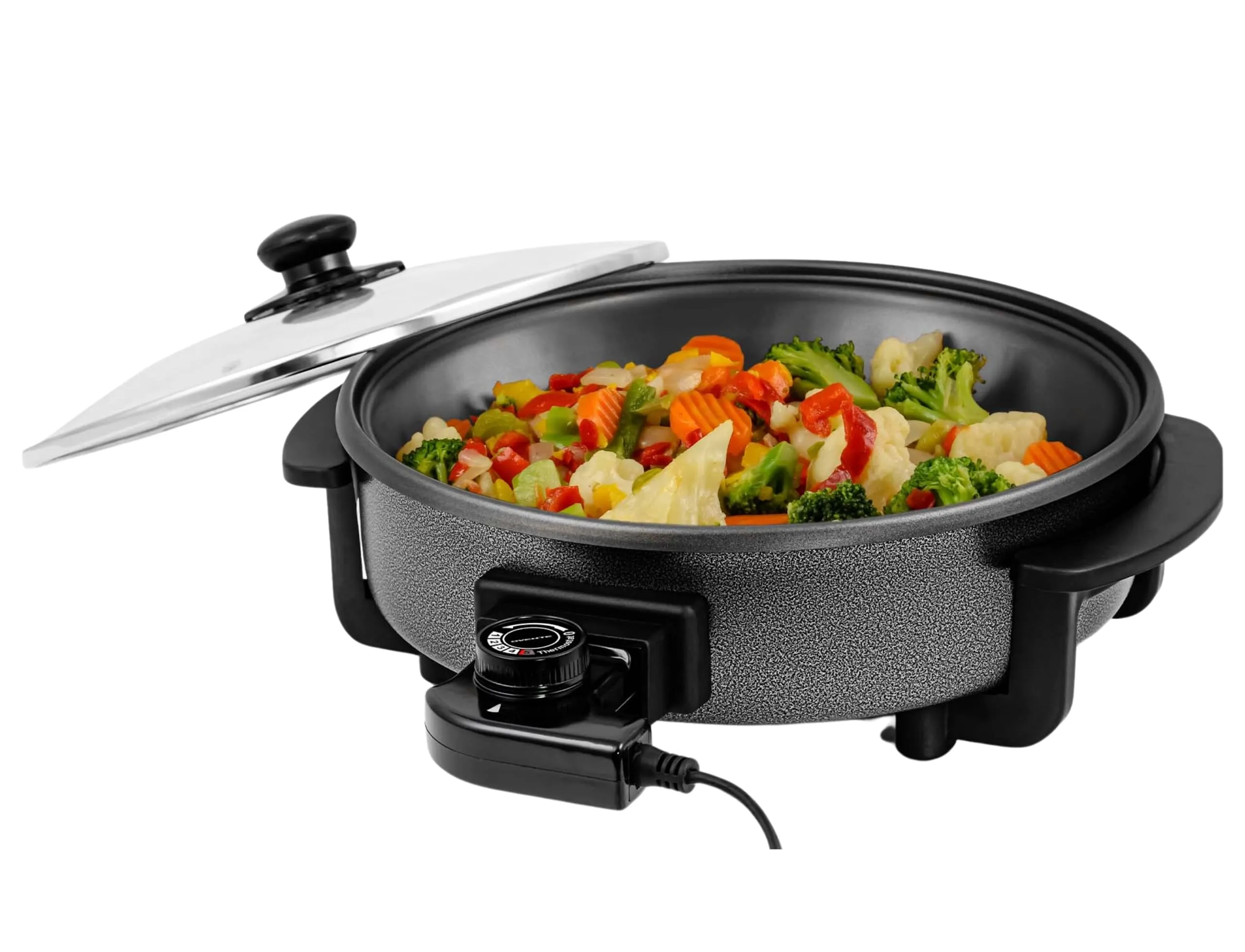 OVENTE 12 Inch Electric Skillet with Nonstick Coating, 1400W Power, Adjustable Temperature Control