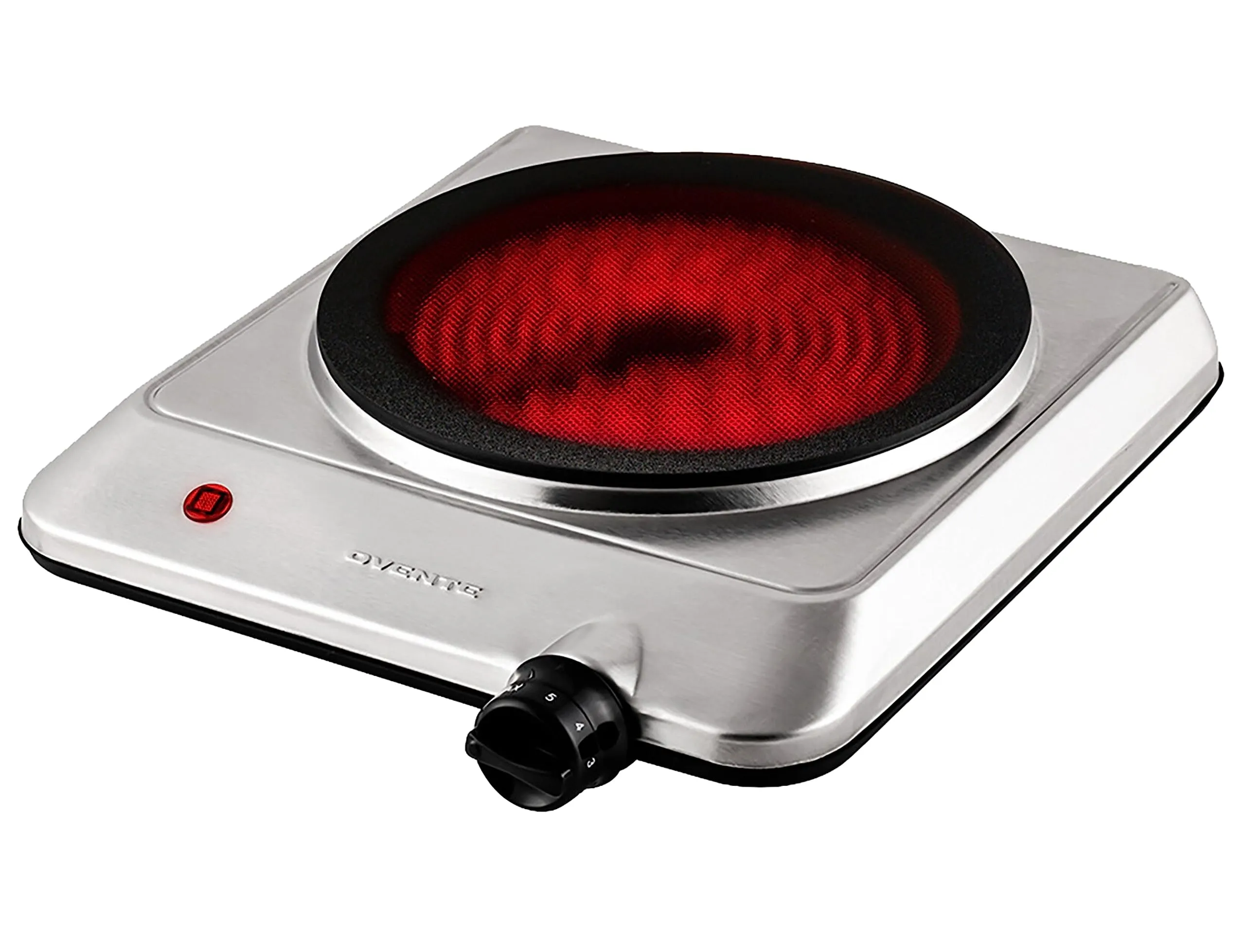 OVENTE Countertop Infrared Single Burner, 1000W Electric Hot Plate, 7.5” Ceramic Glass Cooktop