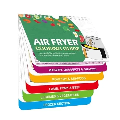 Over 200 Foods Air Fryer Cheat Sheet Magnets Cooking Guide Booklet, Green, BFCS-1