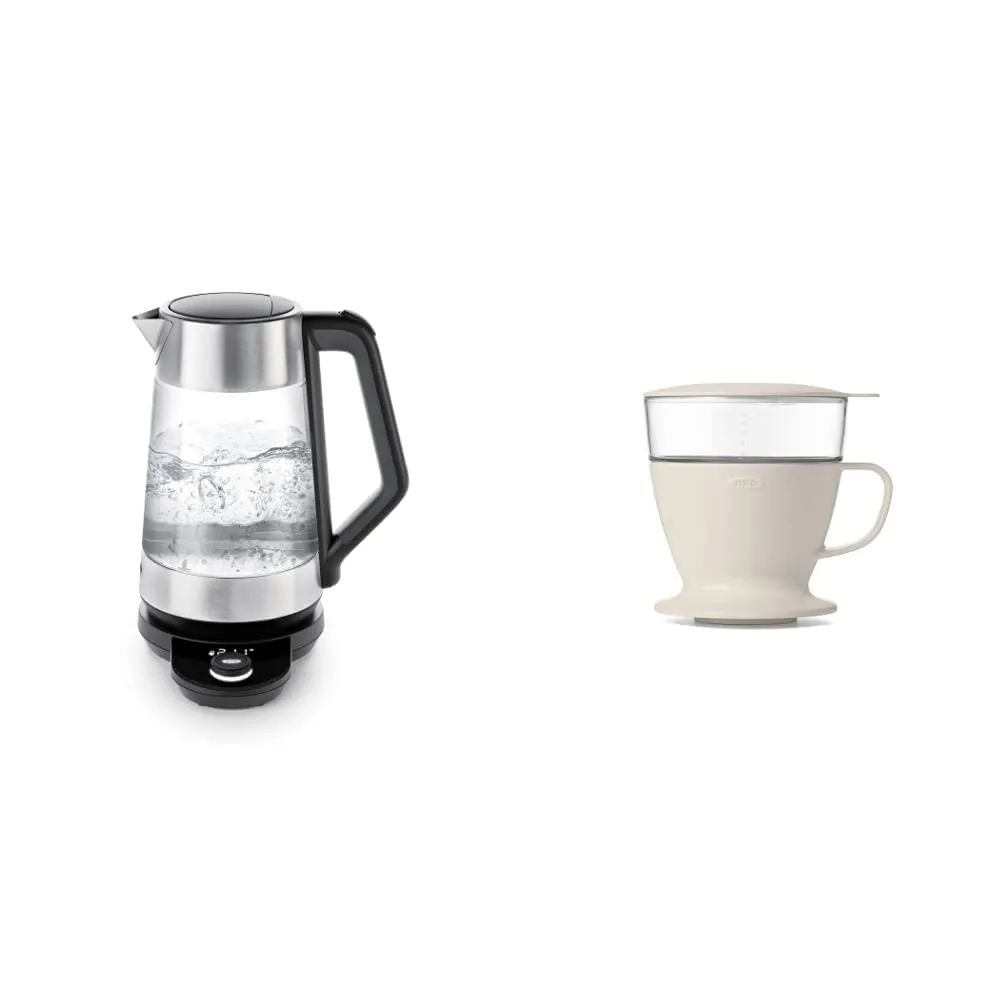 OXO Brew Adjustable Temperature Kettle & Single Serve Pour-Over Coffee Maker Bundle