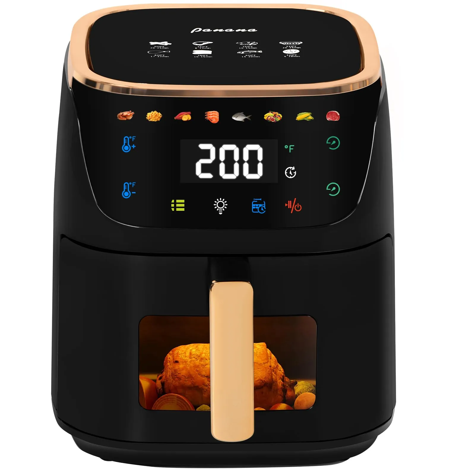 Panana Air Fryer 8Qt, 8-in-1 Multifunctional Digital Crisps, Roasts, Bakes & Reheats in Black