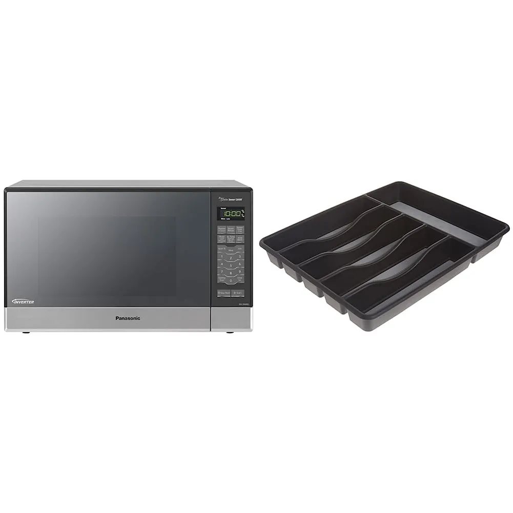 Panasonic 1.2 Cu Ft Stainless Steel Microwave Oven with Inverter Technology & Rubbermaid Tray