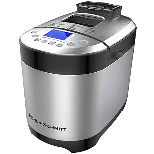 Pohl Schmitt 2LB Stainless Steel Bread Maker, 17-in-1 with Gluten-Free & Nut Dispenser Options