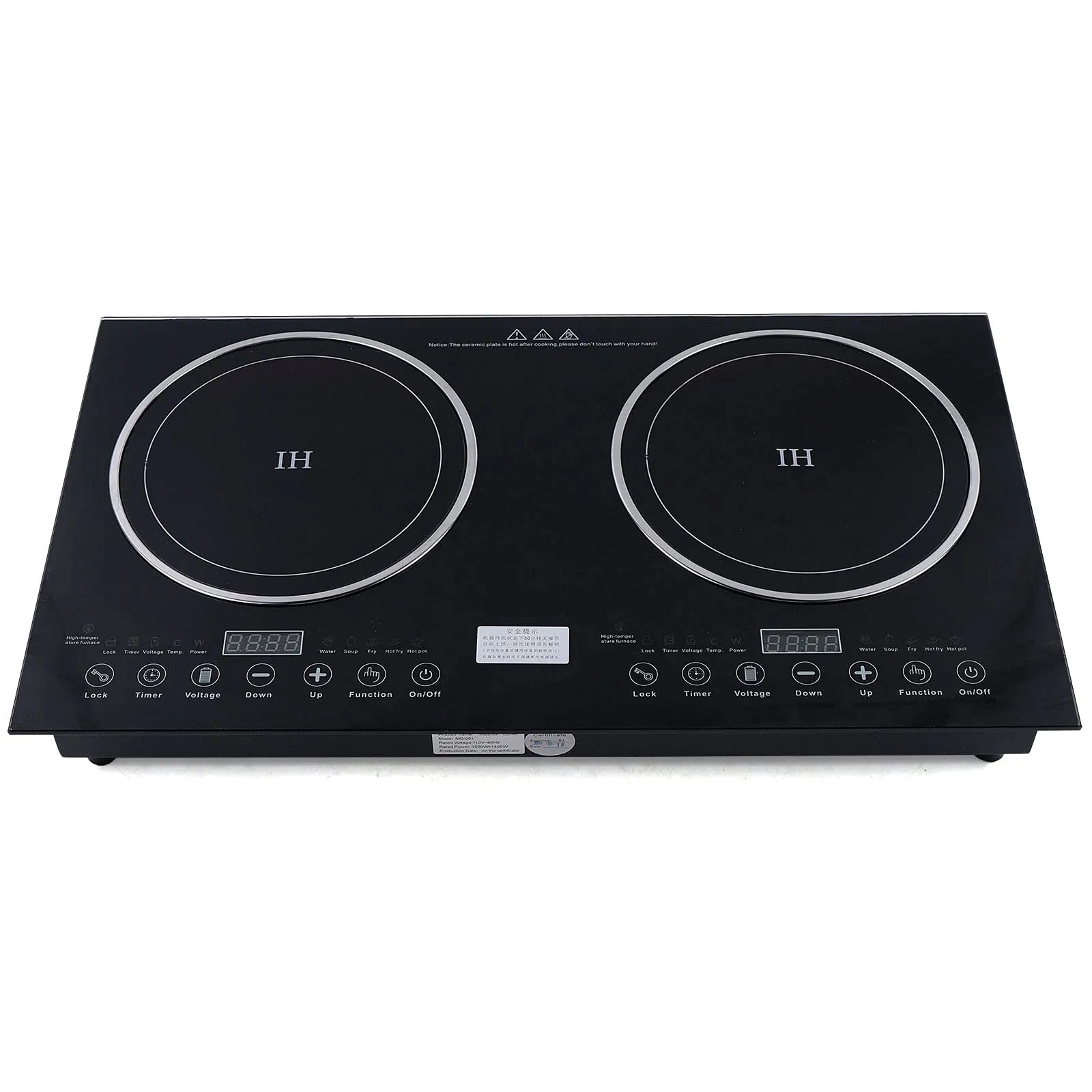 Portable Electric Induction Cooker & Ceramic Cooktop Double Burner w/8 Gear Firepower