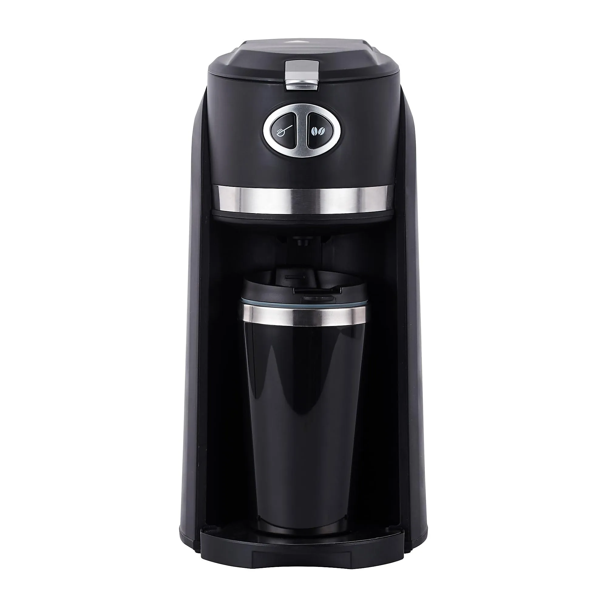 Premium Levella 3-Cup Grind-And-Brew Coffee Maker with Travel Mug, Black - Compact & Stylish