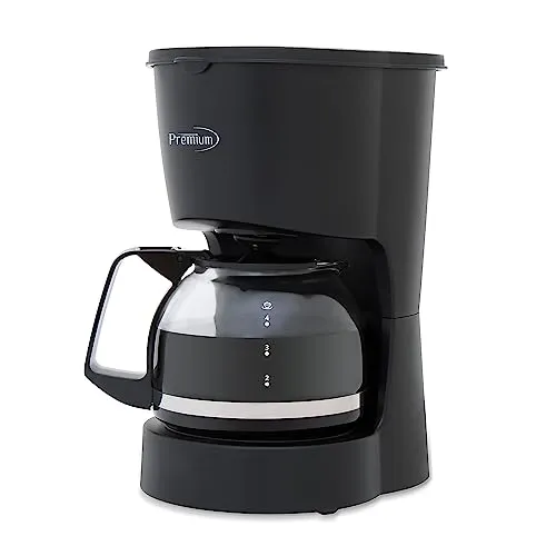 Premium Levella 4-Cup Coffee Maker, Black - Stylish Design, Non-Slip Feet, Anti-Drip Feature