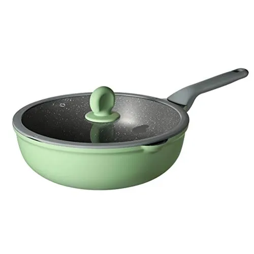 Premium Non-Stick Wok Green Series 30/32cm with Lid, Heat-Resistant Handle, Induction Safe