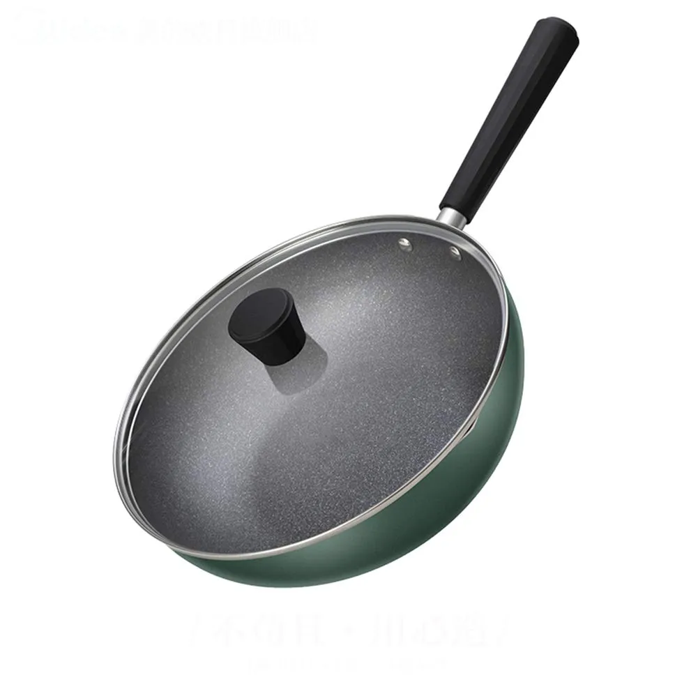 Premium Nonstick Wok Greenery Series 28cm with Lid, Induction Compatible, Eco-Friendly Material