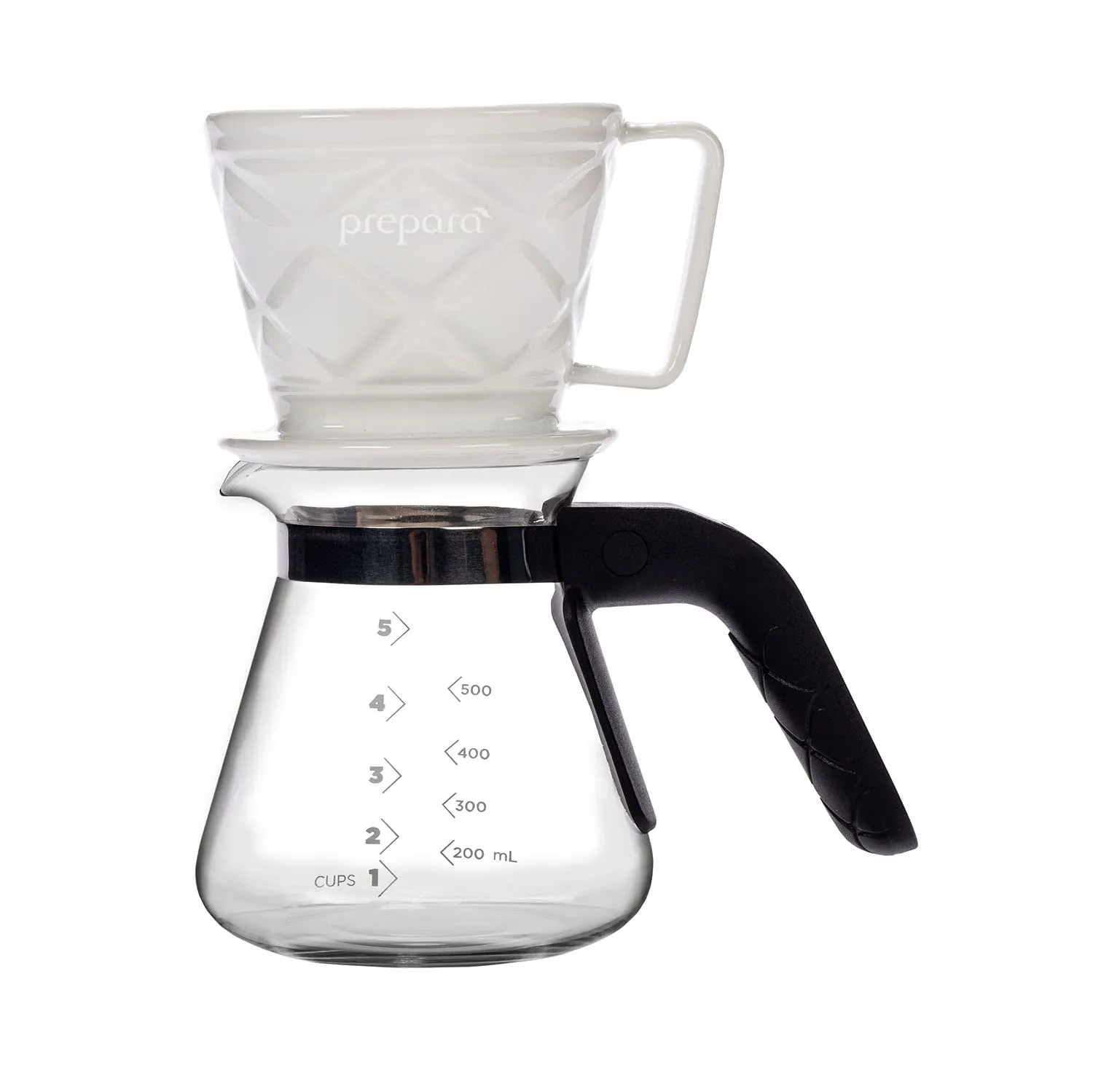 Prepara 5-Cup Glass & Ceramic Pour Over Coffee Maker, Heat-Resistant, Quilted Design