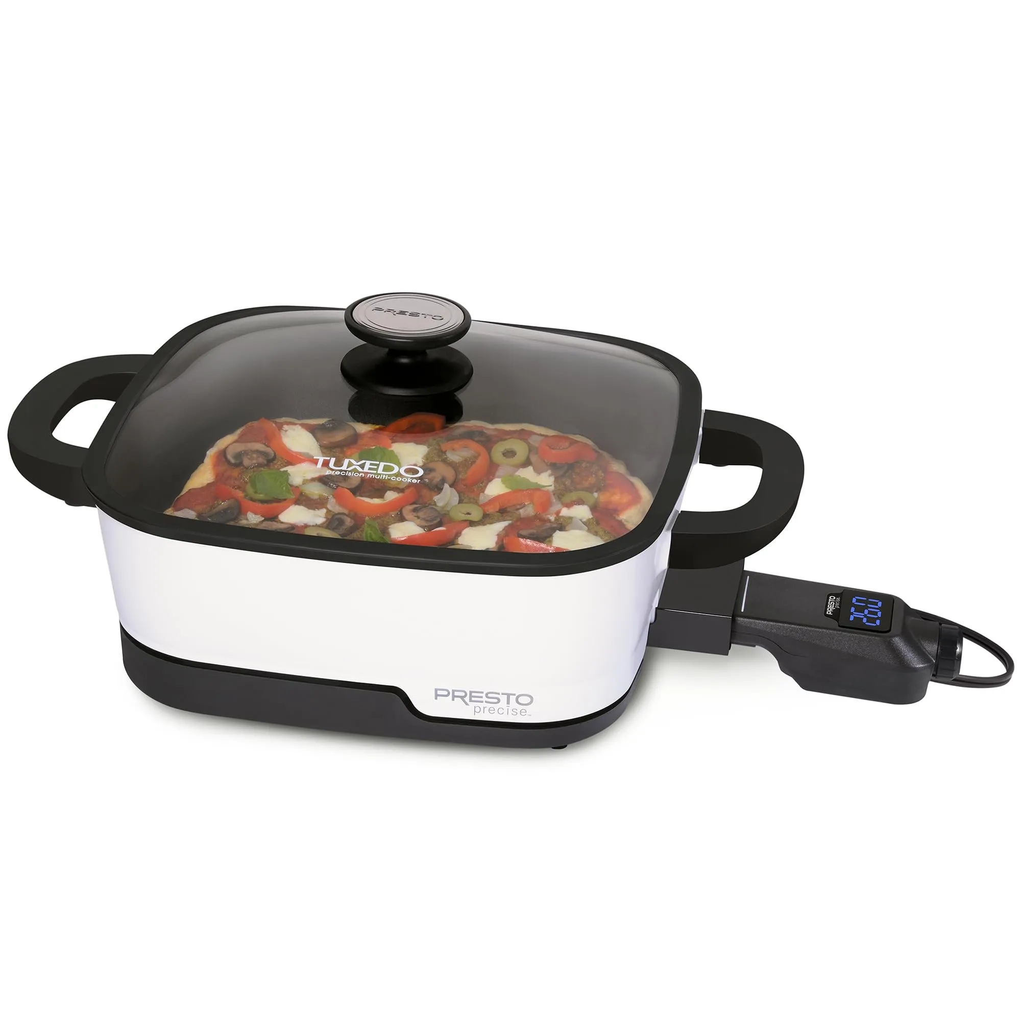 Presto 07118 Tuxedo 12' Precision Multi-Cooker Digital Skillet - Versatile Cooking in White