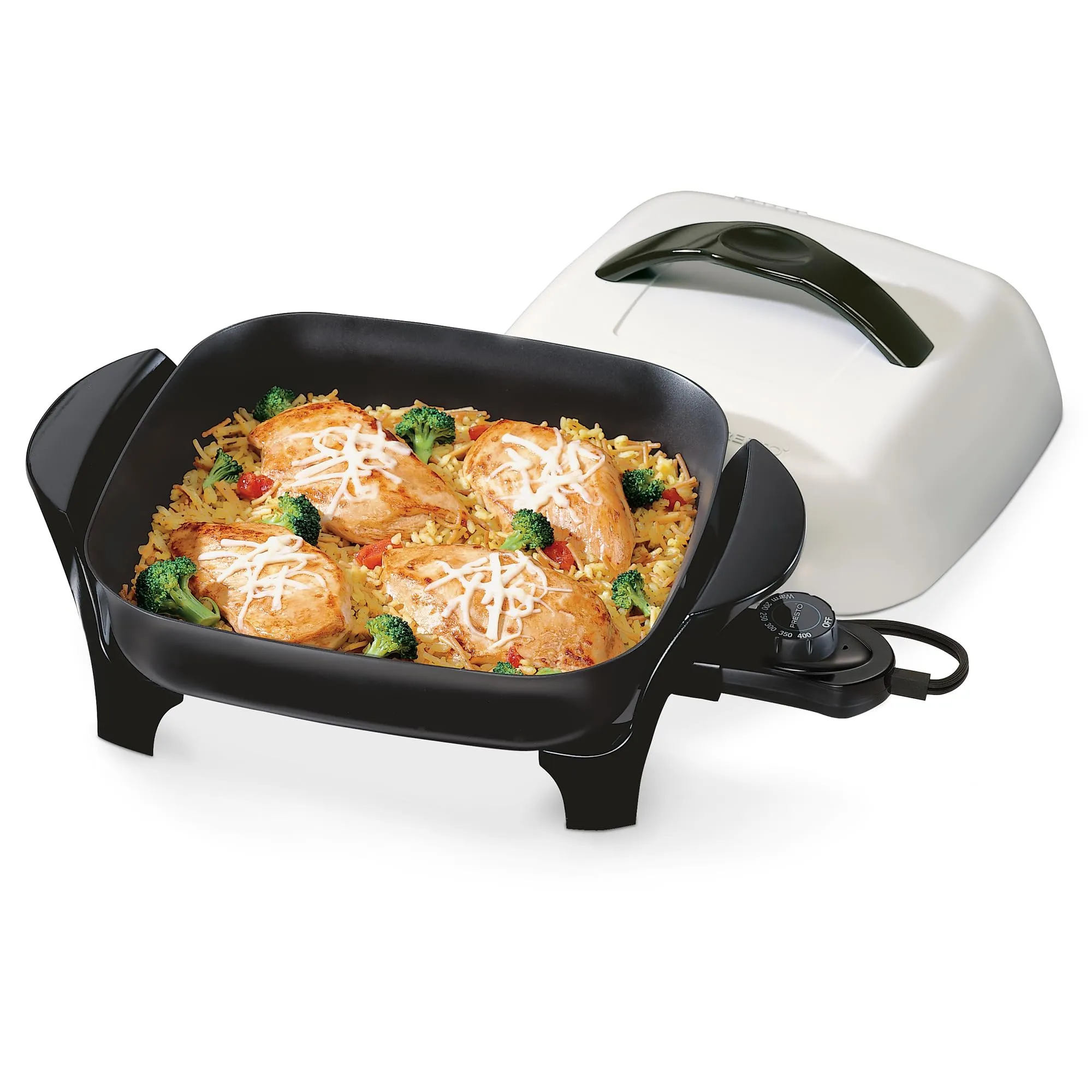 Presto 11-Inch Electric Skillet in Black/White - Versatile Cooking with Nonstick Surface