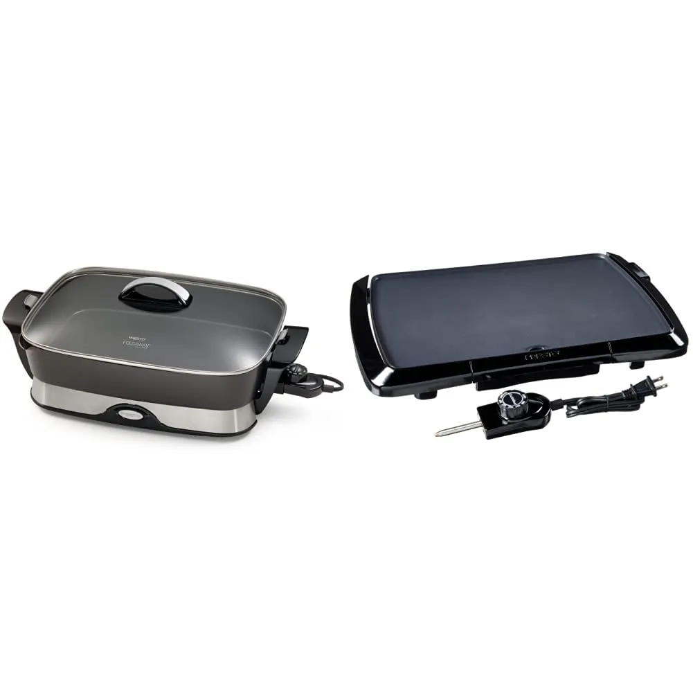 Presto 16-Inch Electric Skillet & 10.5-Inch Griddle with Nonstick Surface and Easy Clean Features