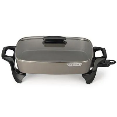 Presto 16' Electric Ceramic Skillet - Non-Stick, PFOA & PTFE Free, Tempered Glass Cover