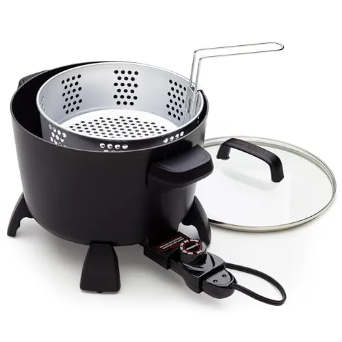 Presto 8-Quart Big Kettle Multi-Cooker, Steamer & Deep Fryer - Black, Nonstick, Versatile