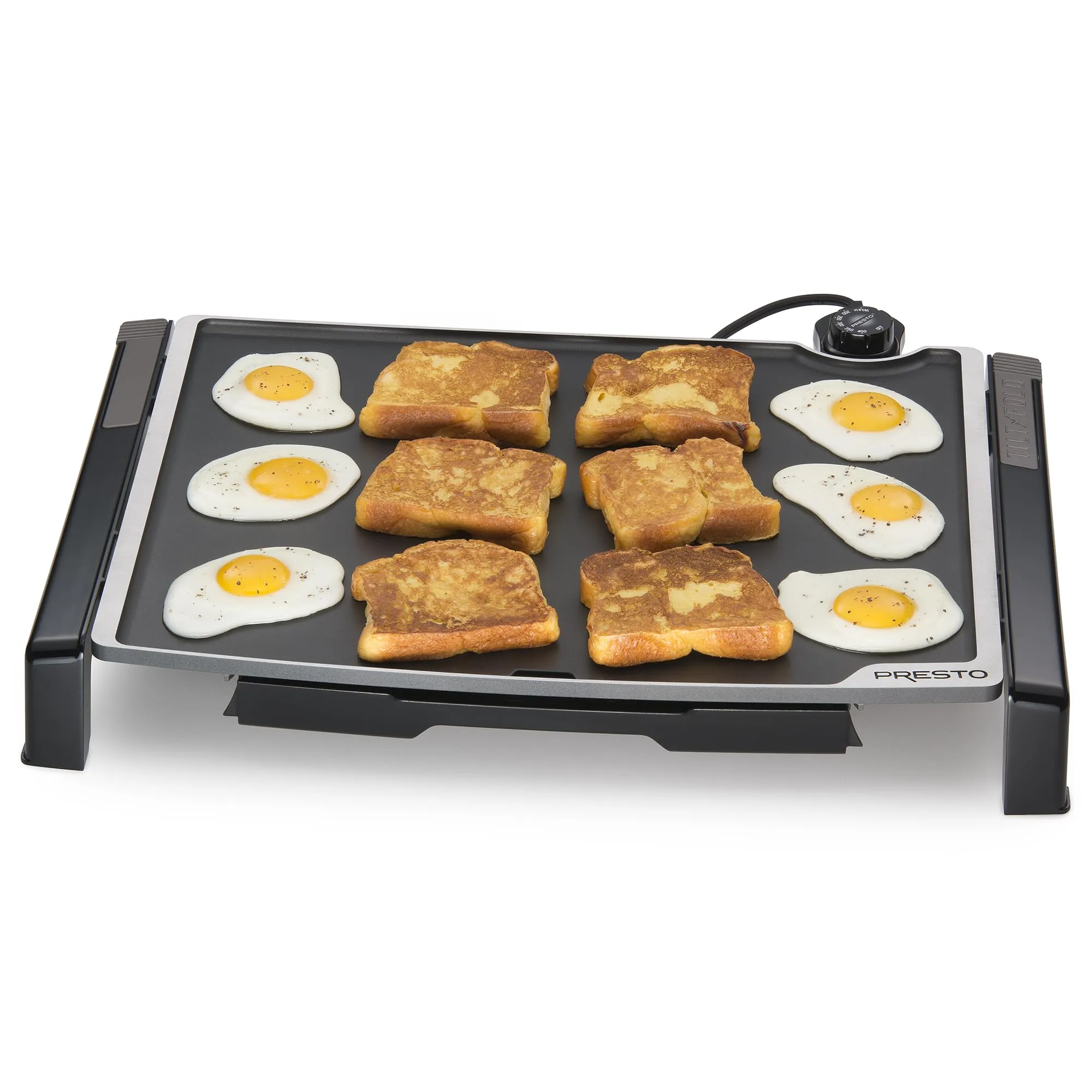 Presto XL 07073 Electric Tilt-N-Fold Griddle, 19', Black - Versatile Nonstick Cooking Surface