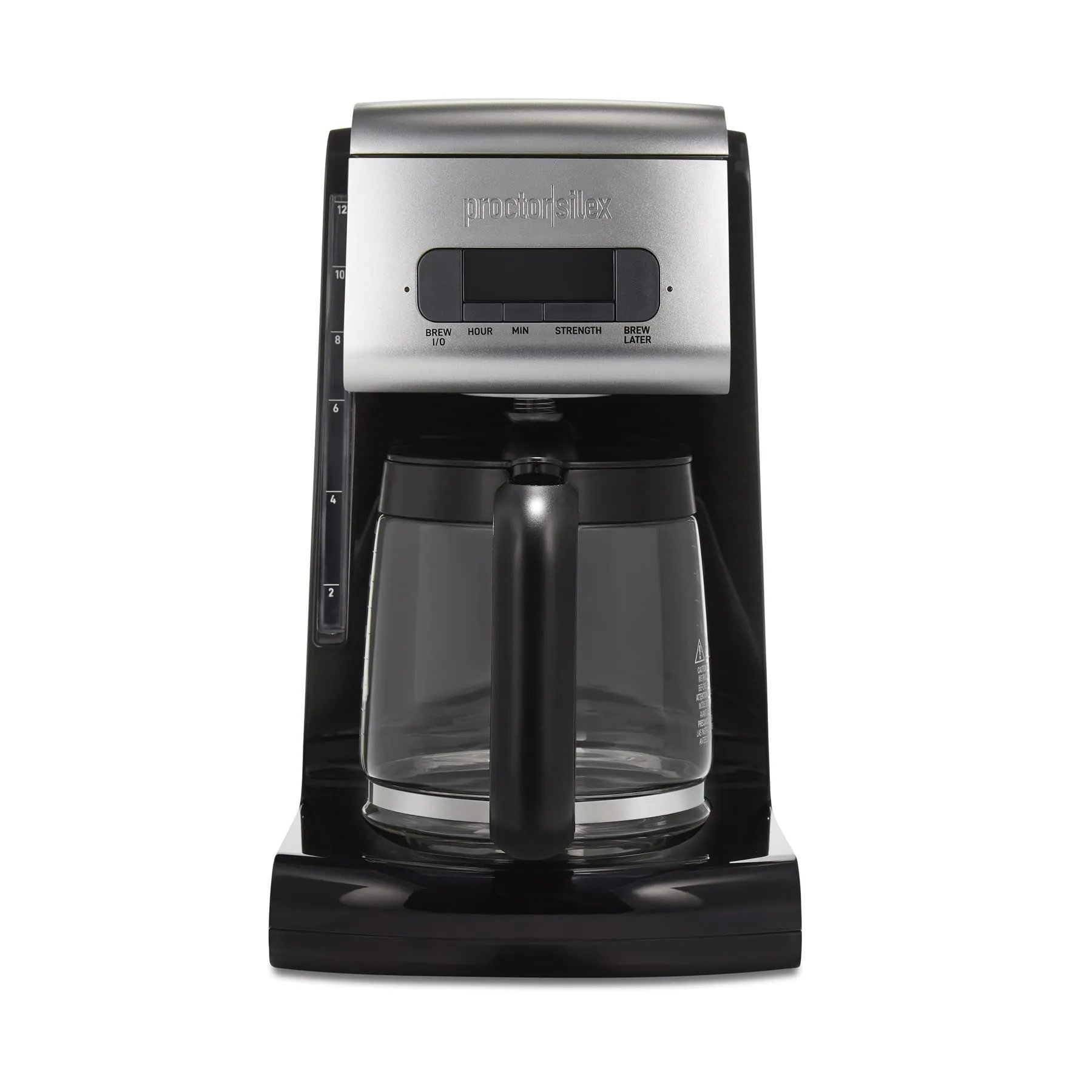 Proctor Silex Platinum Series 12-Cup Programmable Coffee Maker, Black & Silver, Fast Brewing