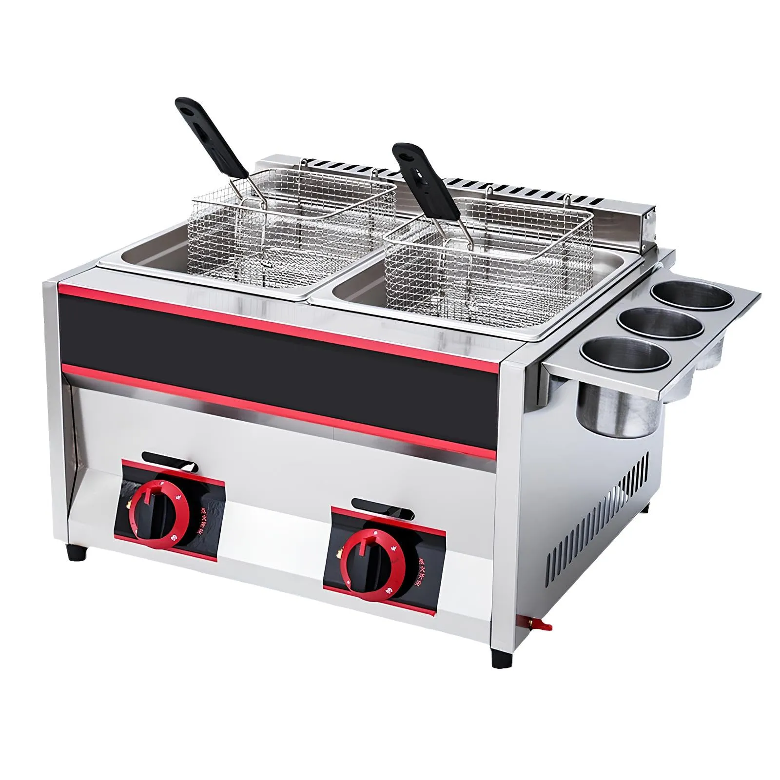 Professional Commercial Gas Fryer Dual Tank Stainless Steel Deep Fryer with Adjustable Firepower