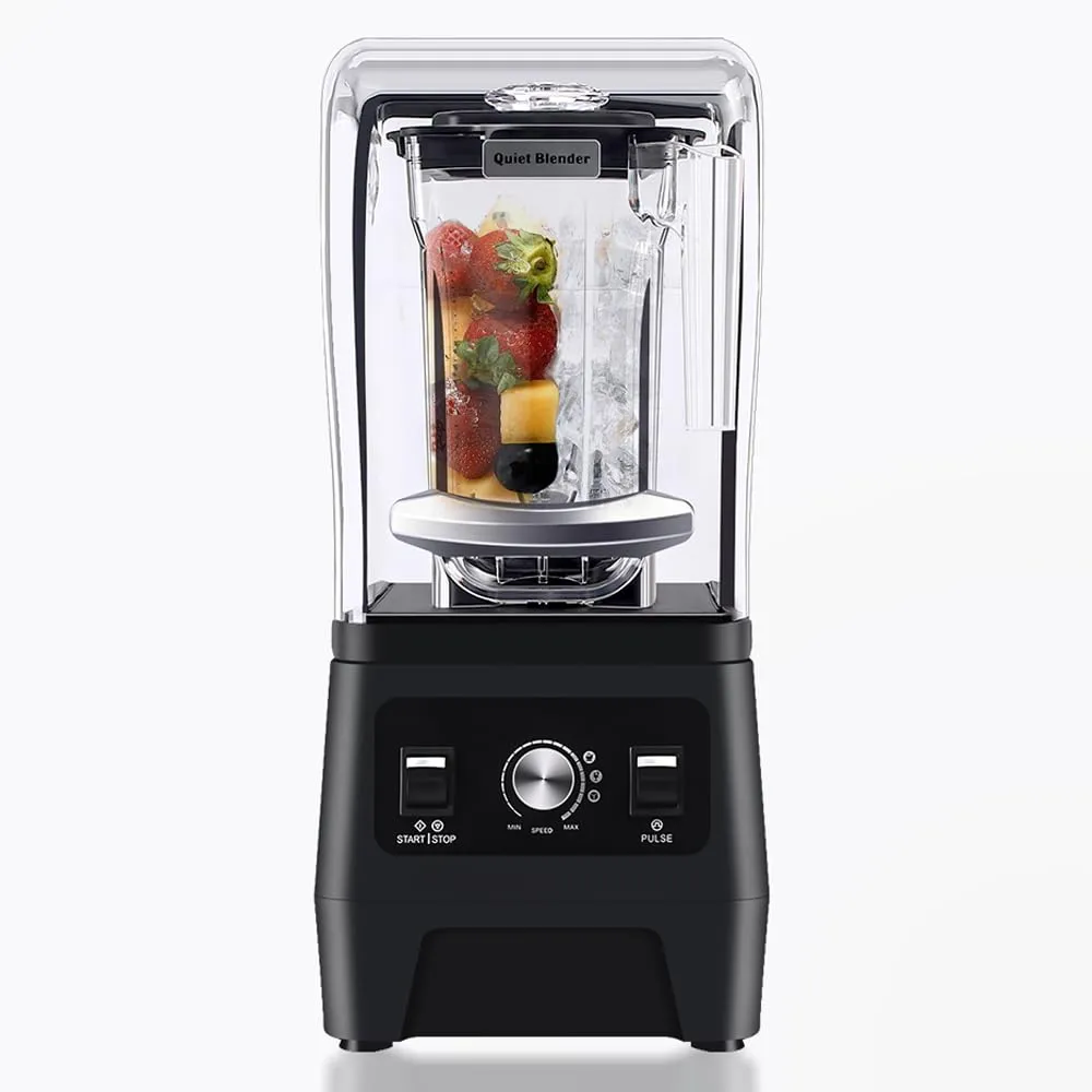 Professional Quiet Blender 56oz with Noise Reduction Shield for Smoothies and Shakes