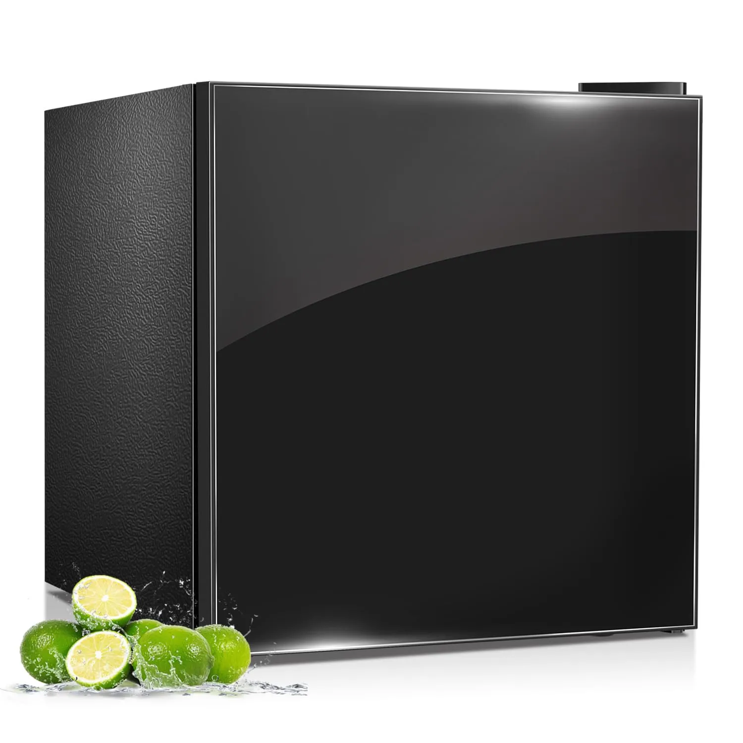 R.W.FLAME 1.6 Cu.ft Mini Fridge with Freezer - Compact, Reversible, Adjustable Thermostat, Black