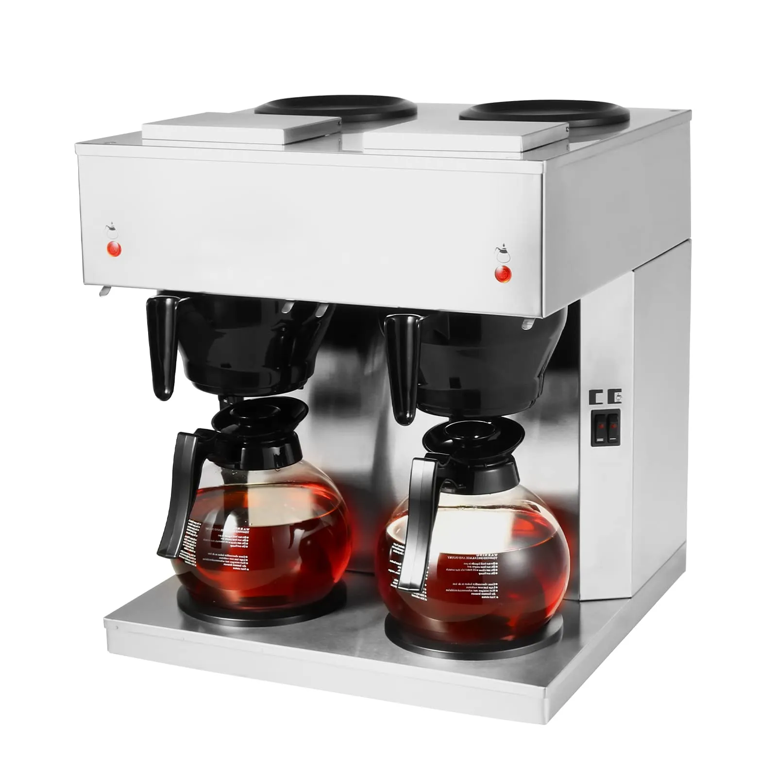 Restlrious 24-Cup Commercial Coffee Maker with 2 Glass Decanters & 4 Warmers, Stainless Steel