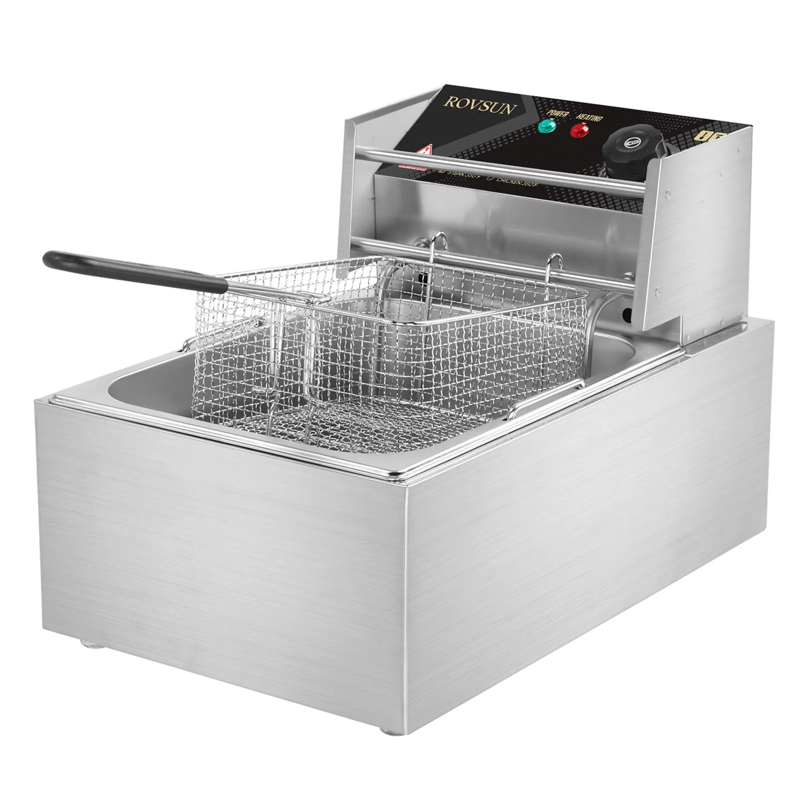 ROVSUN 11.4QT Electric Deep Fryer with Basket, Adjustable Temperature, Stainless Steel Design