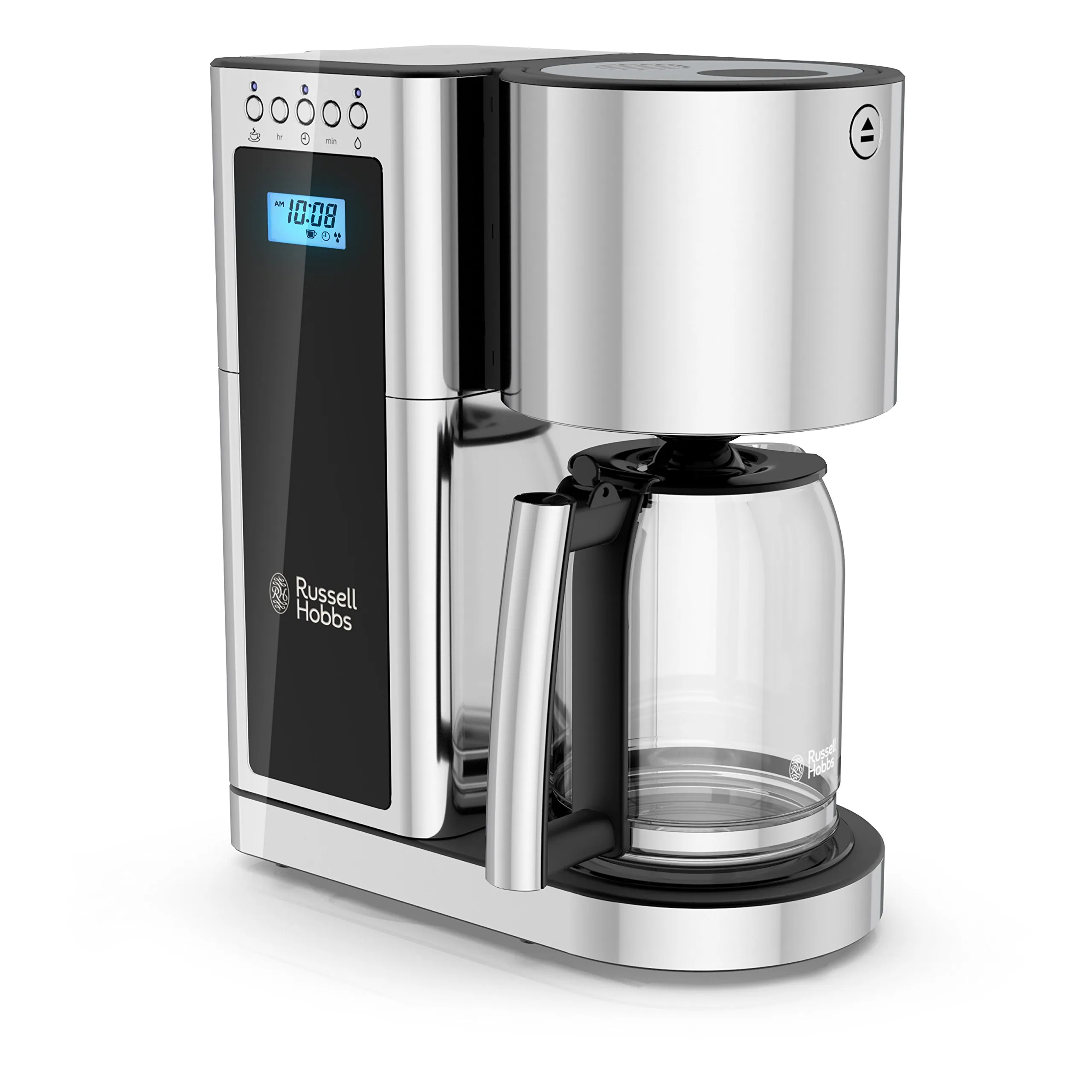 Russell Hobbs 8-Cup Coffeemaker, Black & Stainless Steel, Programmable, Fast Brewing, Advanced Technology