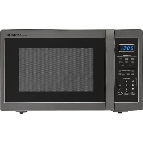 Sharp SMC1452CH Carousel Microwave 1.4 Cu. Ft. Black Stainless Steel - 1100W Power